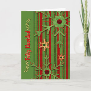 Spanish Language Christmas Feliz Navidad Red Green Holiday Card