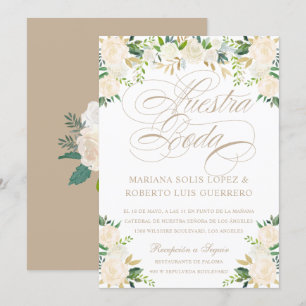 Spanish Language Nuestra Boda flores pintadas Invitation