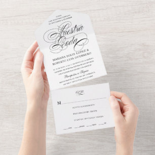 Spanish Language Nuestra Boda Negra Wedding All In One Invitation
