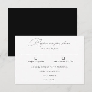 Spanish Language Nuestra Boda Negro Caligrafía RSVP Card
