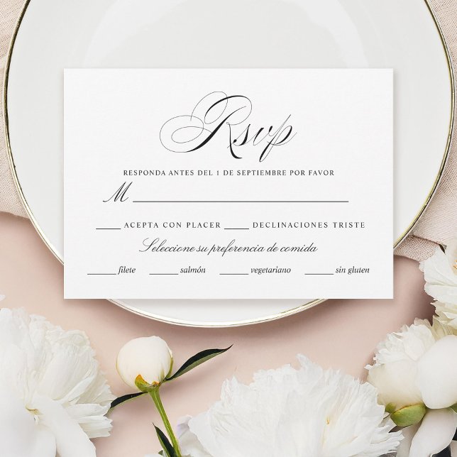 Spanish Language Nuestra Boda Negro Rsvp Card (Creator Uploaded)