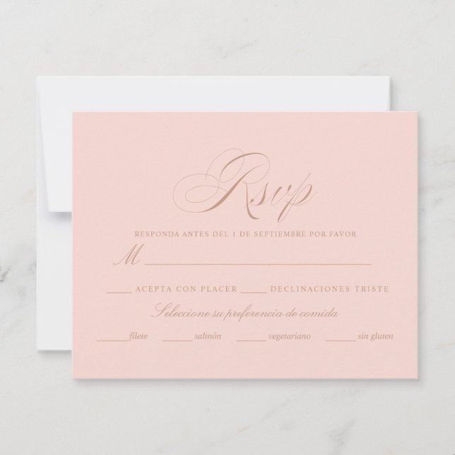 Spanish Language Nuestra Boda Pink RSVP Card (Front)