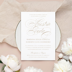 Spanish Language Nuestra Boda Tan Wedding Invitation