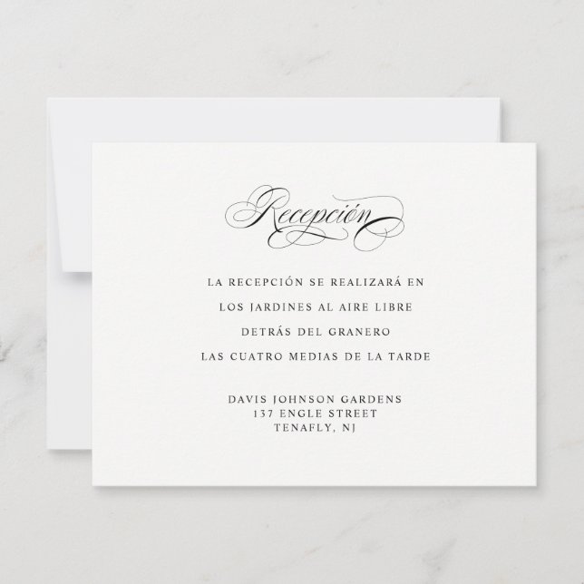 Spanish Language Reception and Directions Card (Front)