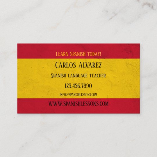Spanish Language Teacher Business Card Zazzle.co.uk