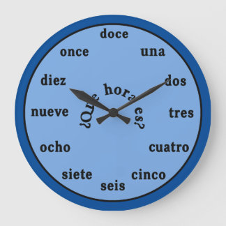 Spanish Language Wall Clock Shades of Blue