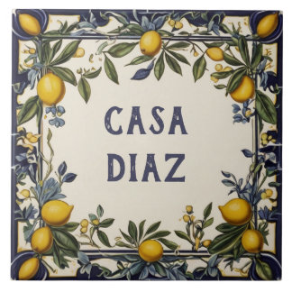 Spanish Lemon Custom House Name Plate Plaque Sign Tile