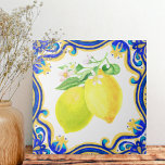Spanish Lemon Mediterranean Yellow Blue Tile<br><div class="desc">Spanish Lemon Mediterranean Yellow Blue Ceramic Tile</div>