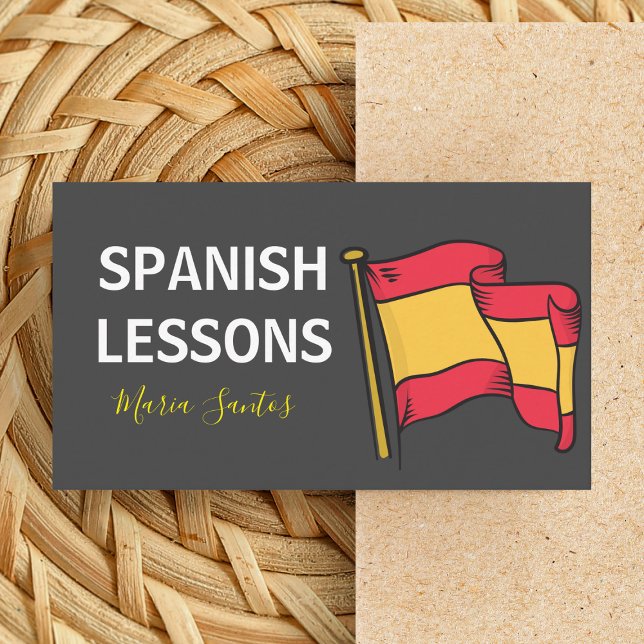 Spanish Lessons Foreign Language Teacher Tutor Business Card (Creator Uploaded)