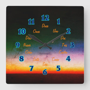 Spanish Letters Square Wall Clock