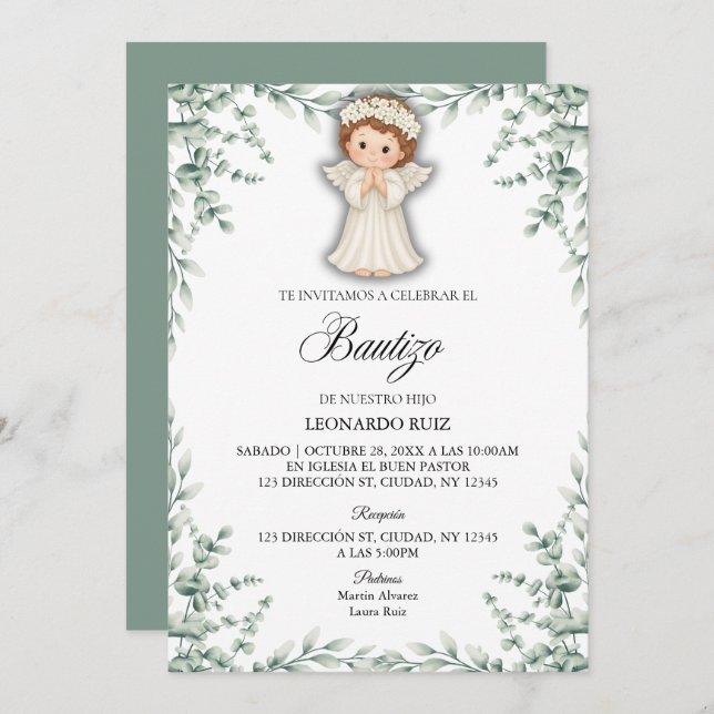 Spanish Little Angel  Invitation (Front/Back)