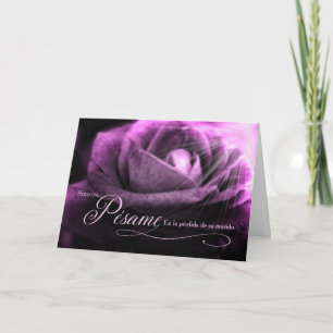 Spanish Loss of a Husband Sympathy Purple Rose Card