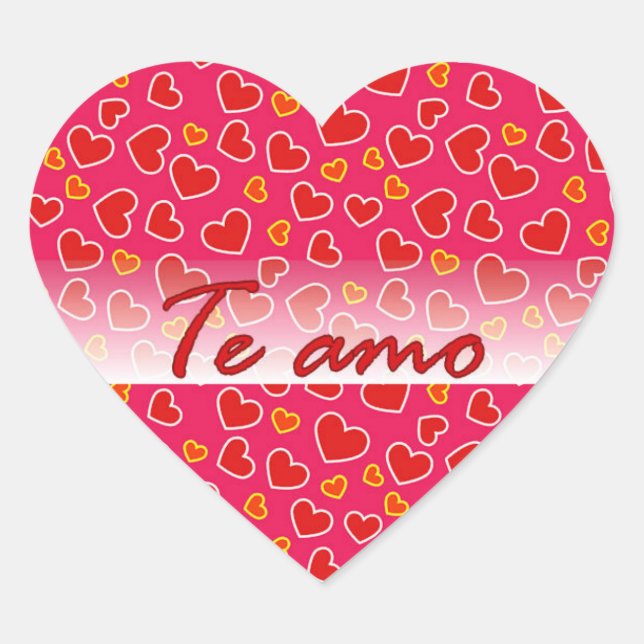 Spanish Love You Hearts on Red Heart Sticker (Front)