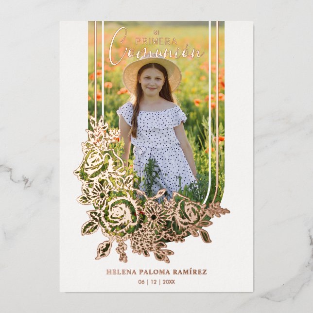 Spanish Luxury Trend Floral Primera Comunión Photo (Front)
