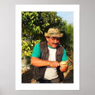 Spanish man with a grapefruit poster