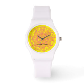 Spanish mandela-Yellow and salmon pink Watch