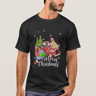 Spanish Mastiff Riding Red Truck Xmas Merry Christ T-Shirt