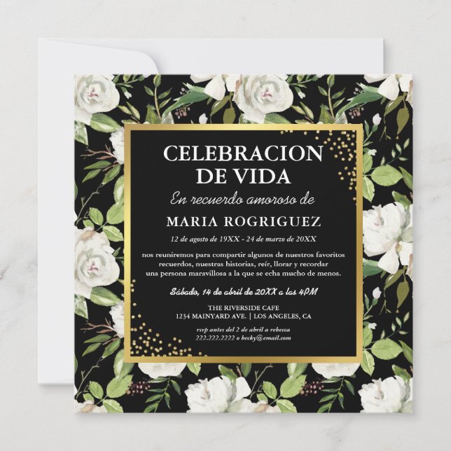 Spanish Memorial Service | Espanol Photo Funeral Invitation (Front)