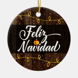 Spanish Merry Christmas, Feliz Navidad Ceramic Tree Decoration