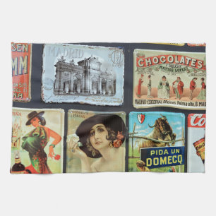 Spanish metal plaques tea towel