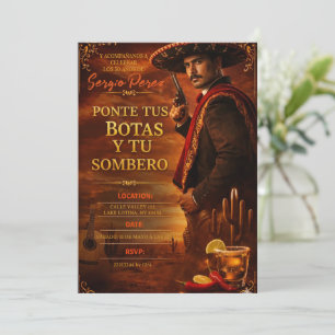 Spanish Mexican Cowboy Adult Man Birthday Party Invitation