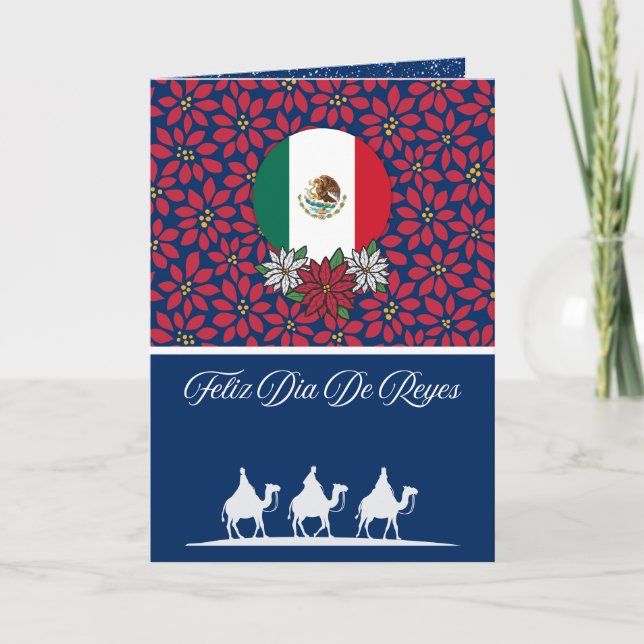 Spanish Mexican Flag Three Kings Day Christmas Holiday Card (Front)