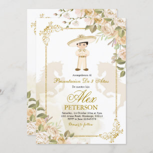 Spanish Mexican Gold Charro 3 Anos Invitation