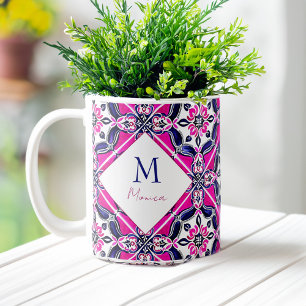 Spanish Mexican tiles bridesmaid gifts monogram Coffee Mug