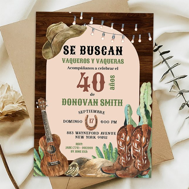 Spanish Mexican Western Boots Cowboy Birthday Invitation (Creator Uploaded)