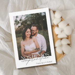 Spanish Minimal Photo Black White Engagement Party Invitation