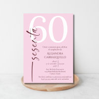 Spanish Minimalist Pink Elegant 60th Birthday 
