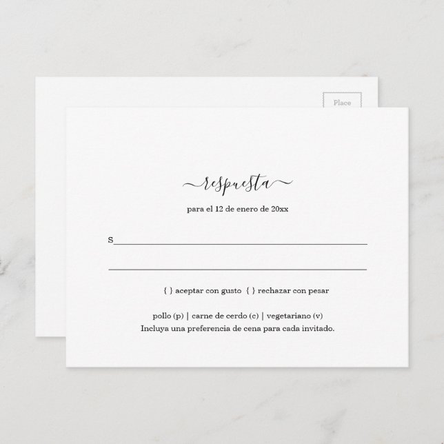 Spanish Minimalist RSVP Postcard (Front/Back)
