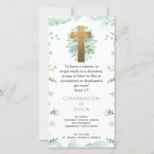 Spanish, Mint Greenery Confirmation Bookmark Favou Thank You Card