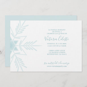 SPANISH modern blue WINTER WONDERLAND quinceañera Invitation