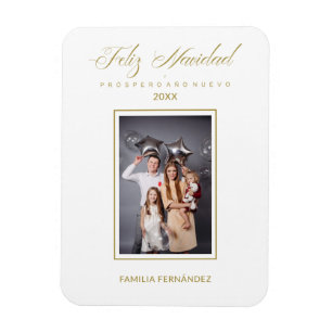 Spanish Modern Elegant Chic Christmas Photo Family Magnet