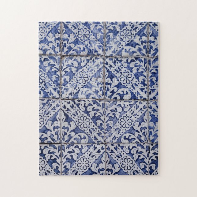 Spanish Moroccan Tile Pattern Texure Vintage Jigsaw Puzzle (Vertical)