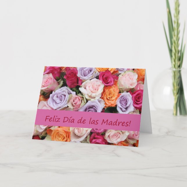 Spanish Mother's Day mixed roses Card (Front)