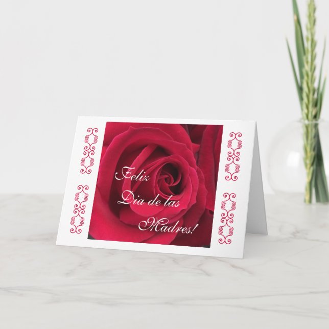 Spanish: Mother's day red rose Card (Front)