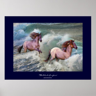 Spanish Mustang Horses & Beach Surf Art Print