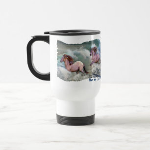 Spanish Mustang Horses & Beach Surf Travel Mug