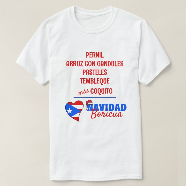 Spanish Navidad Boricua Traditional Christmas Food T-Shirt (Design Front)