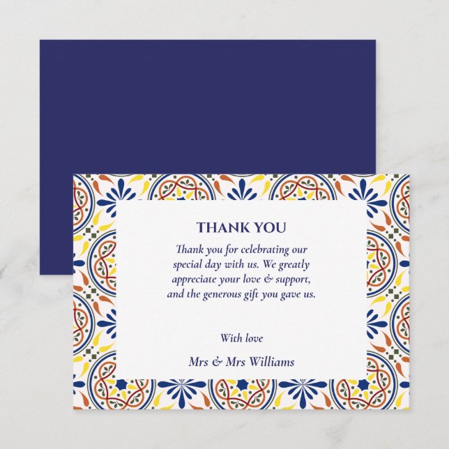 Spanish Navy Yellow Mediterranean thank you VF Invitation (Front/Back)