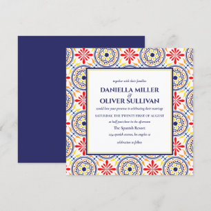 Spanish Navy Yellow Tile Mediterranean wedding VA Invitation