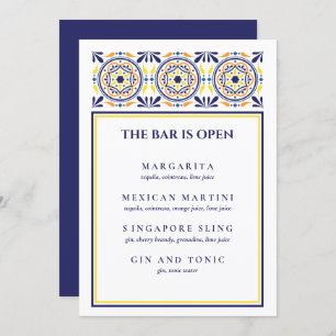 Spanish Navy Yellow Tile Signature Cocktail Invitation