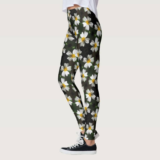 Spanish Nettle - White Wildflower Floral Leggings (Left)
