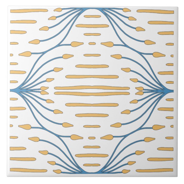 Spanish Orange Blue Pink Abstract Mediterranean Tile (Front)