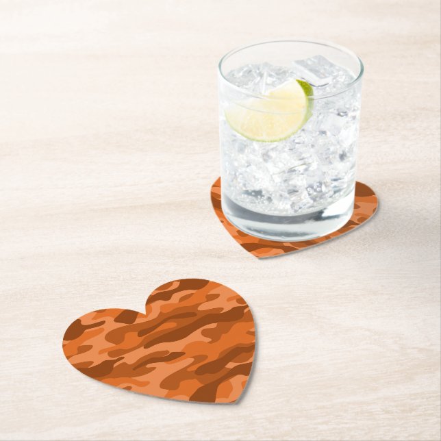 Spanish Orange Monocolor Camo Paper Coaster (Insitu)