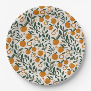 Spanish Orchard - pattern of oranges and leaves Paper Plate