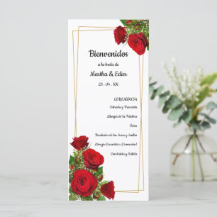 Spanish Order of Service Booklet Red Roses 