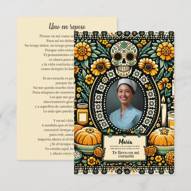 Spanish Our Lady of Guadalupe Prayer skull (Front/Back)